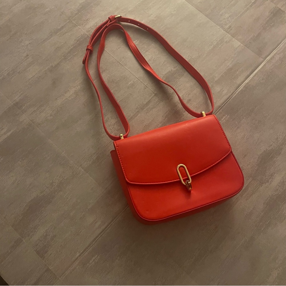 A New Day- Bright Red (red orange) faux Leather Shoulder Bag/crossbody